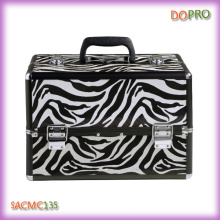 Black zebra padrão rígido shell caso de beleza de alumínio (saccam135)